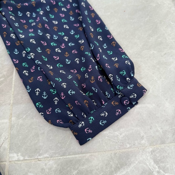 Women’s Talbots Anchor Print Flounce Hem Fit & Flare Notch Neck Dress Size 4 - Picture 11 of 16